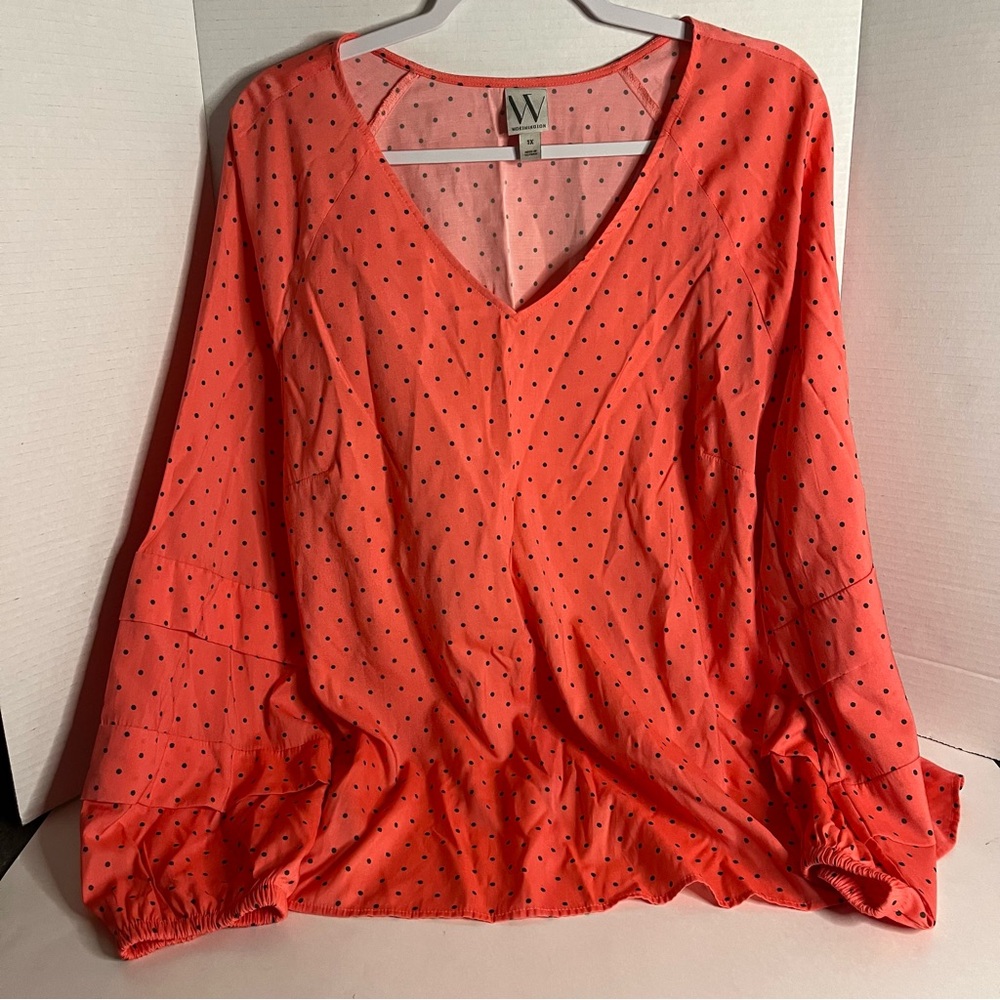Women’s pink polka dotted worthington blouse size 1X